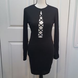 Privy Black Lace Inset Dress